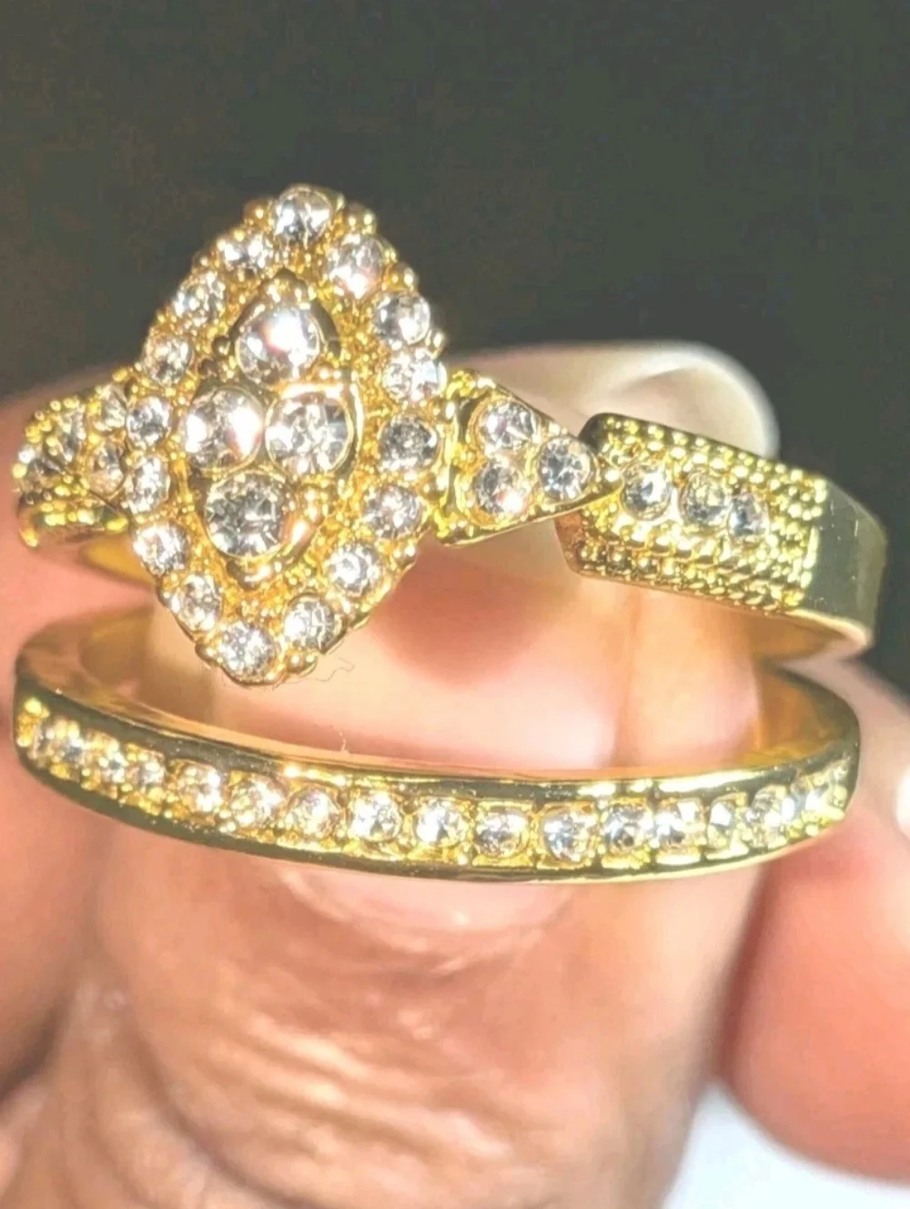 2Ct Two Piece Lab-Created Engagement Bridal Ring Set 14K Yellow Gold Plated Sz10